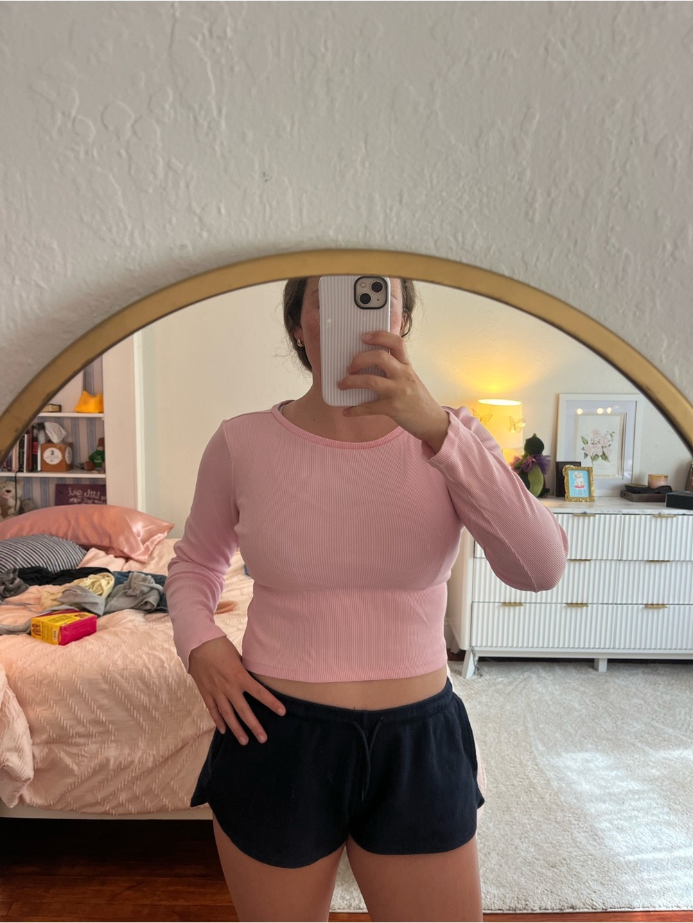 Universal Thread Soft Ribbed Pink Long-Sleeve Top - Picture 3 of 3